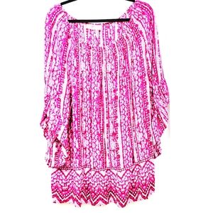 ``T25447 Terra & SKY Pink & White Print Tunic